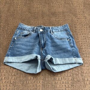 Shein High Rise Cuffed Denim Shorts Size 28